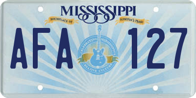 MS license plate AFA127