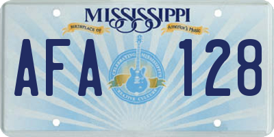 MS license plate AFA128