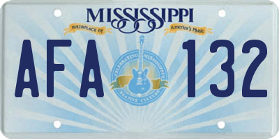 MS license plate AFA132