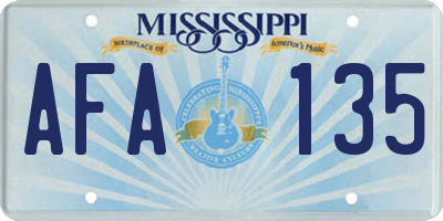 MS license plate AFA135