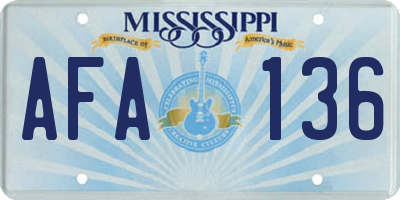 MS license plate AFA136