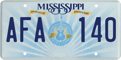 MS license plate AFA140