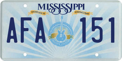 MS license plate AFA151