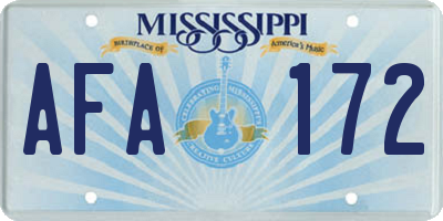 MS license plate AFA172