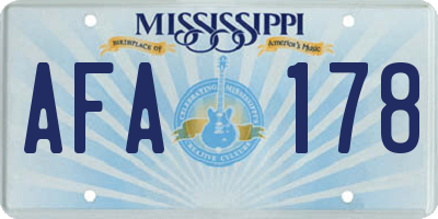 MS license plate AFA178