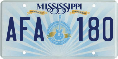MS license plate AFA180