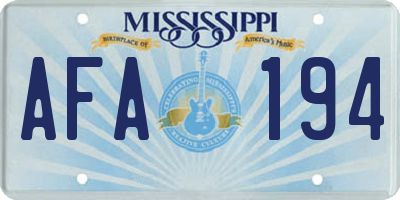 MS license plate AFA194