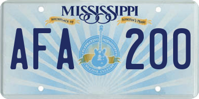 MS license plate AFA200