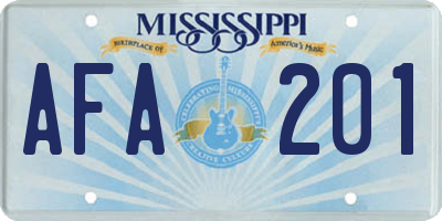 MS license plate AFA201