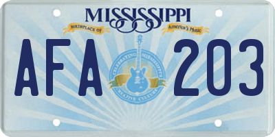 MS license plate AFA203