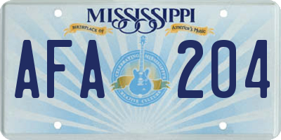 MS license plate AFA204