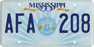 MS license plate AFA208