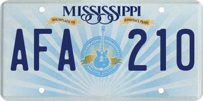 MS license plate AFA210