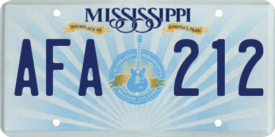 MS license plate AFA212
