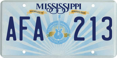 MS license plate AFA213
