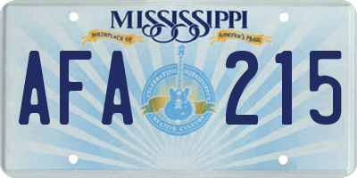 MS license plate AFA215