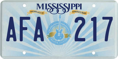 MS license plate AFA217