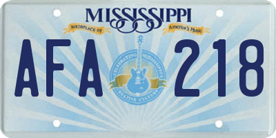 MS license plate AFA218