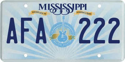 MS license plate AFA222