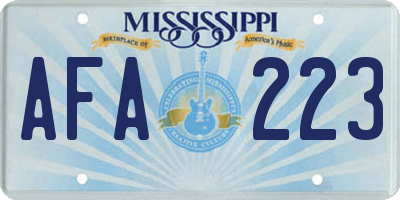 MS license plate AFA223