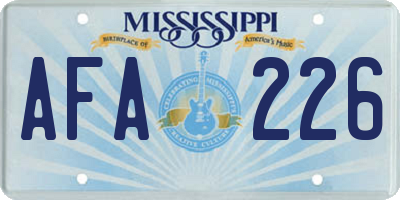 MS license plate AFA226