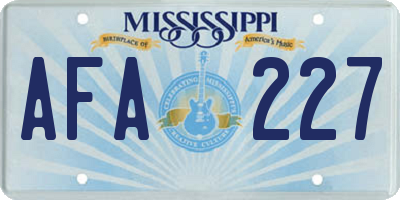 MS license plate AFA227