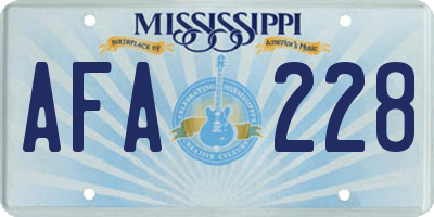MS license plate AFA228