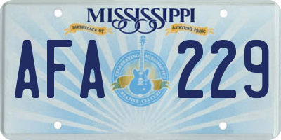 MS license plate AFA229