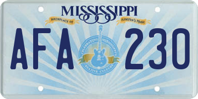 MS license plate AFA230