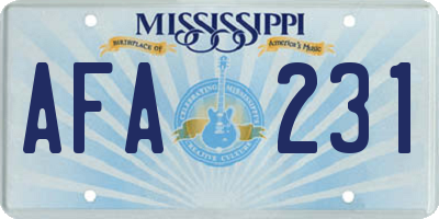 MS license plate AFA231