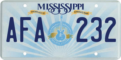 MS license plate AFA232