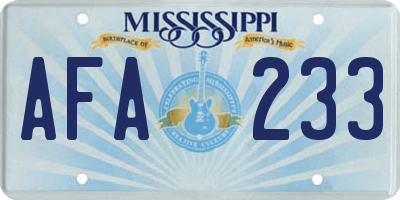 MS license plate AFA233