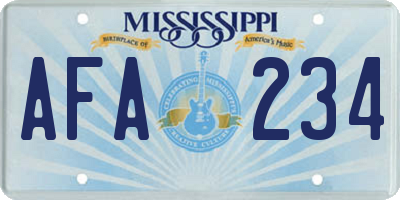 MS license plate AFA234