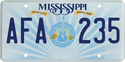 MS license plate AFA235