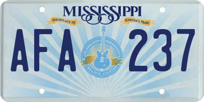 MS license plate AFA237