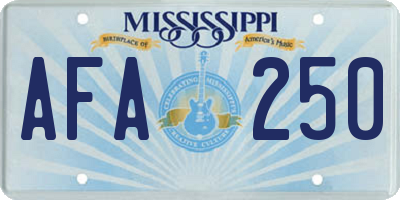 MS license plate AFA250