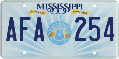 MS license plate AFA254