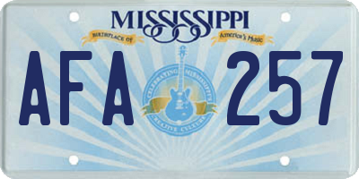 MS license plate AFA257