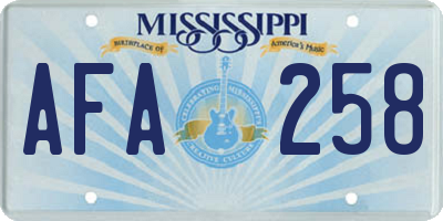 MS license plate AFA258