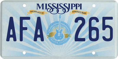 MS license plate AFA265