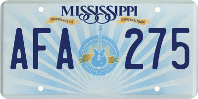 MS license plate AFA275