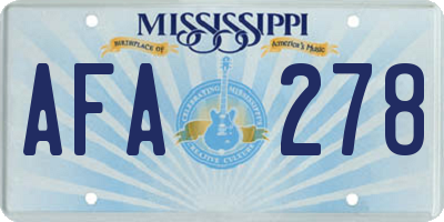 MS license plate AFA278