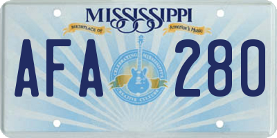 MS license plate AFA280