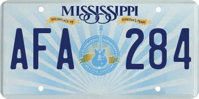 MS license plate AFA284
