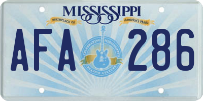MS license plate AFA286