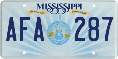 MS license plate AFA287
