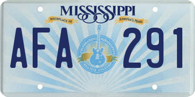 MS license plate AFA291
