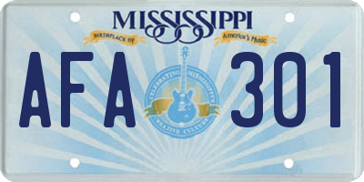 MS license plate AFA301