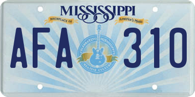 MS license plate AFA310