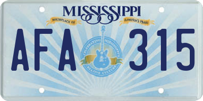 MS license plate AFA315